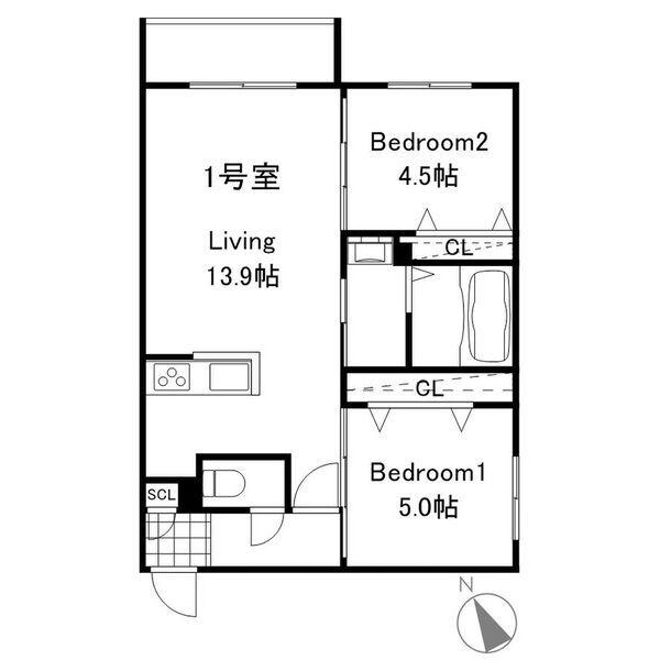JAMUSICA(2LDK/2階)の間取り写真