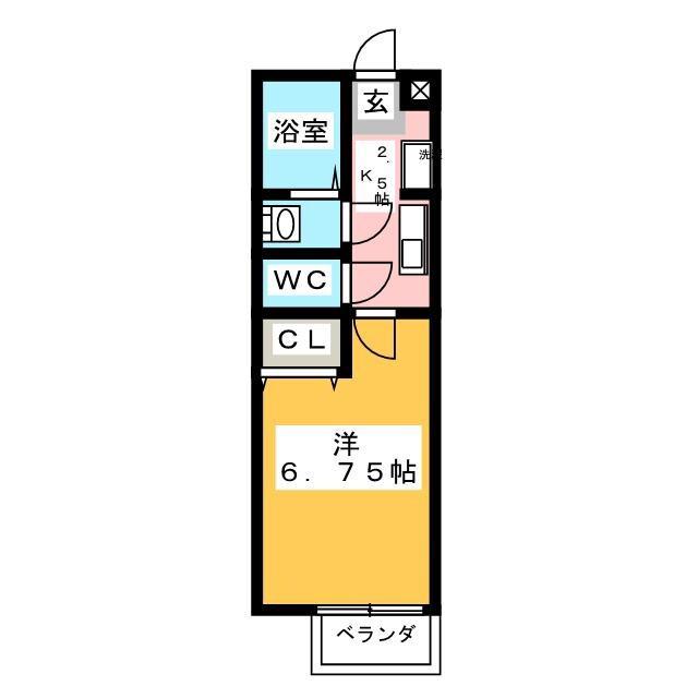 モカハイツ(1K/1階)の間取り写真
