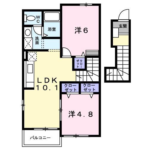 グレースガーデン参番館(2LDK/2階)の間取り写真