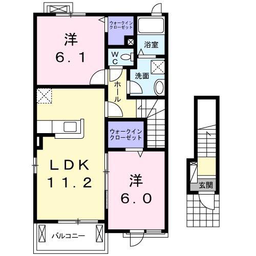 アルバグランデC(2LDK/2階)の間取り写真