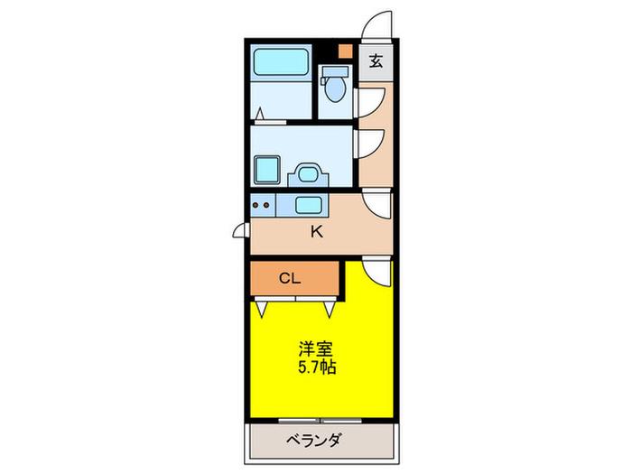 LIVELAND長尾(1K/1階)の間取り写真