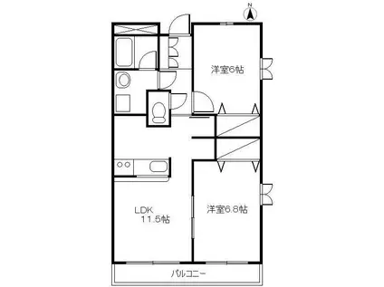 ラ・フロマージュ(2LDK/2階)の間取り写真
