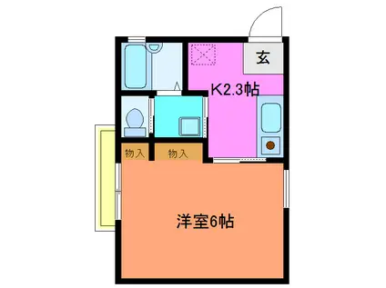 プチハイム(1K/2階)の間取り写真