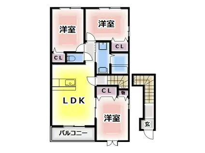 フェリーチェ太子(3LDK/2階)の間取り写真