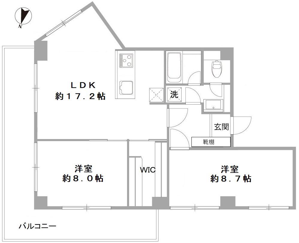 メゾン松濤(2LDK/5階)の間取り写真