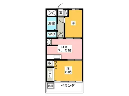 マロンクレール(2DK/3階)の間取り写真