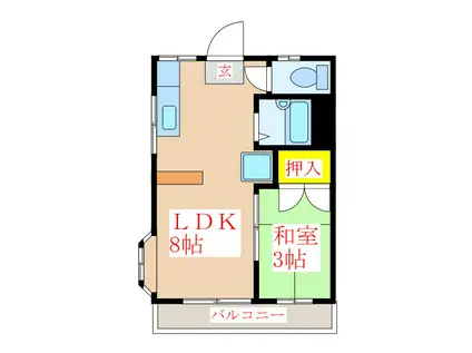 パールハイツ(1LDK/2階)の間取り写真