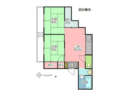 ハイツ吉弘(2SDK/2階)の間取り写真