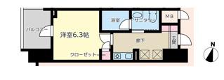 ラ・フォンテ立町(1K/8階)の間取り写真