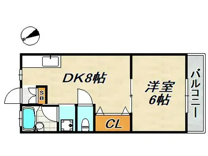 リリーオブザヴァレー(1DK/2階)の間取り写真