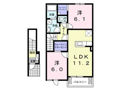 ル ノアI(2LDK/2階)の間取り写真