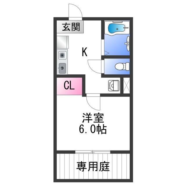 ルフトワン三葛(1K/1階)の間取り写真