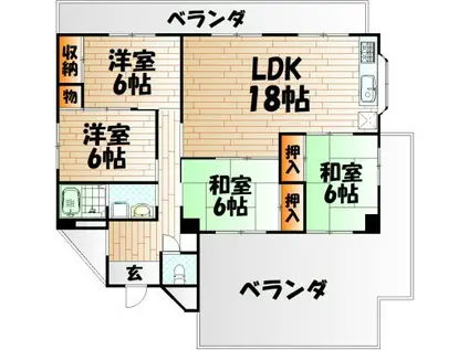 今浪ビル(4LDK/7階)の間取り写真