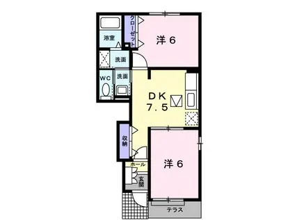 ファースト・ブランチII(2DK/1階)の間取り写真