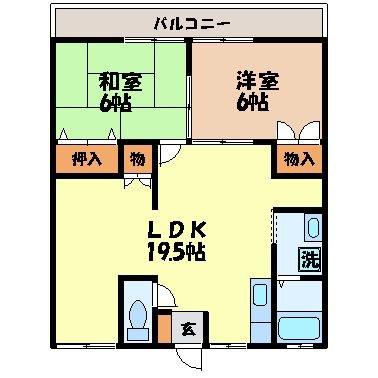 フルールヒルズ(2LDK/1階)の間取り写真