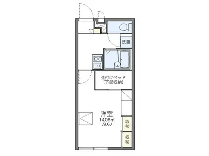 レオパレスハイベリー(1K/1階)の間取り写真