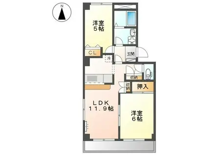 ウィン・ベルI(2LDK/3階)の間取り写真