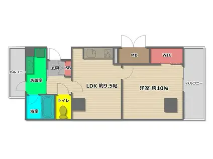 アステリオ北堀江ザメトロタワー(1LDK/16階)の間取り写真
