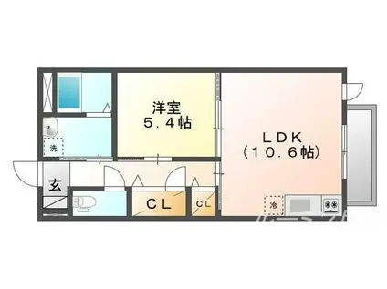 パールシャイン舞子(1LDK/1階)の間取り写真