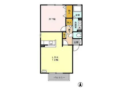 スクウェア・ヒルE棟(1LDK/2階)の間取り写真