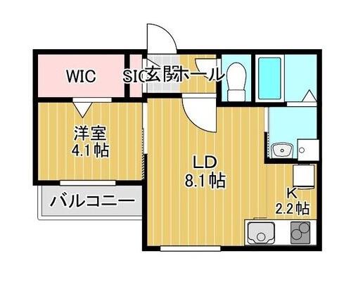 PRESCELTO朝日町(1LDK/4階)の間取り写真