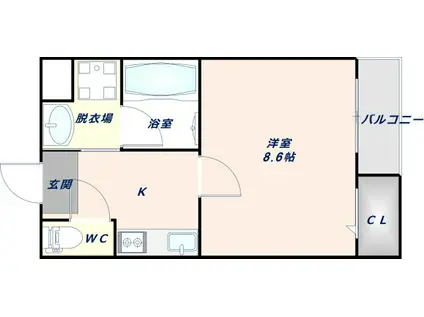 ソリティア桃谷(1K/1階)の間取り写真