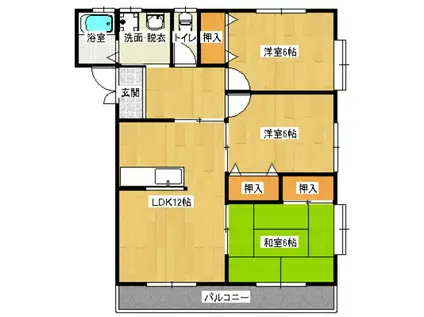 エトワール東手城(3LDK/1階)の間取り写真