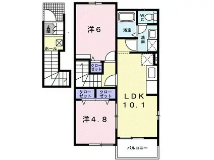 メゾン・ルミエールF(2LDK/2階)の間取り写真