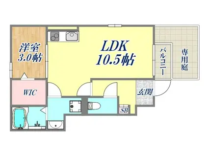 ル・ラルゴ(1LDK/1階)の間取り写真