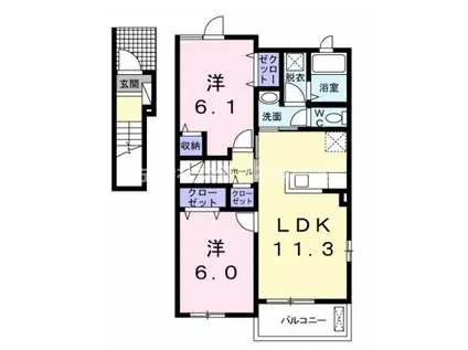 コッティI(2LDK/2階)の間取り写真