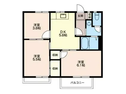 パステルハイム泉(3K/2階)の間取り写真