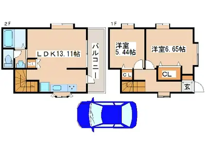 メゾンドソレイユ(2LDK/1階)の間取り写真