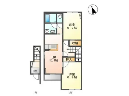 ベアドール(2LDK/2階)の間取り写真