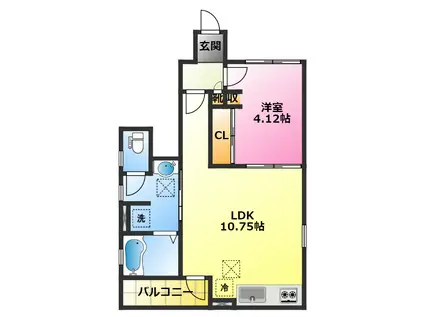 オーニスA(1LDK/1階)の間取り写真