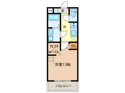 ルネス上浜(1K/1階)の間取り写真