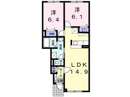 アリ・ビラII(2LDK/1階)の間取り写真