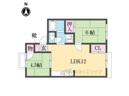 ヴィラ水門(2LDK/2階)の間取り写真