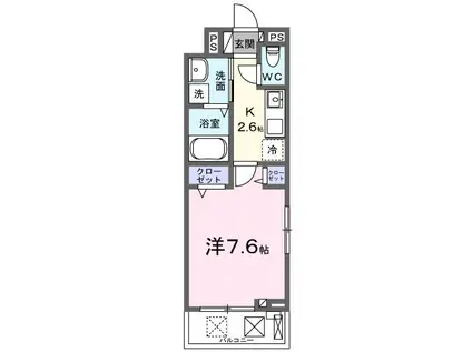 ハイランド みどり台(1K/2階)の間取り写真