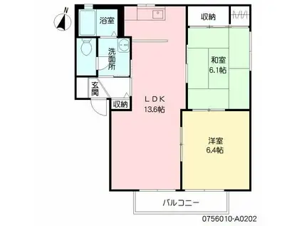 メイプル(2LDK/2階)の間取り写真