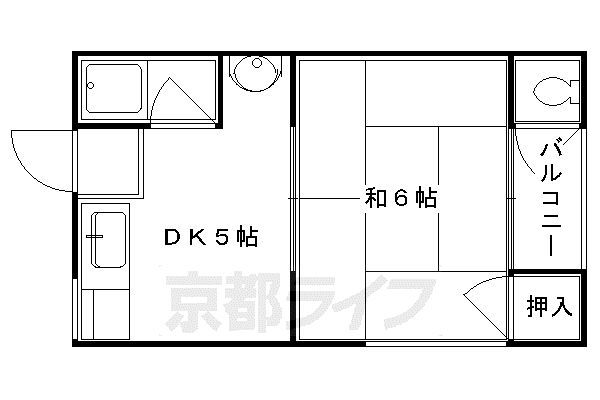 東丸太町マンション(1DK/3階)の間取り写真