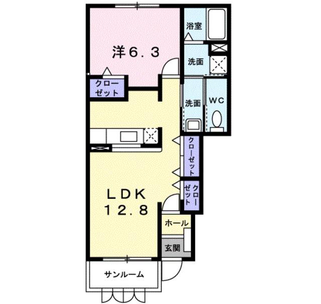 シェーネエレガンシア(2LDK/1階)の間取り写真