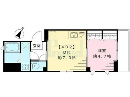 ブリストル(1DK/4階)の間取り写真