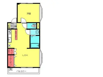 フラワーハイム(1LDK/3階)の間取り写真