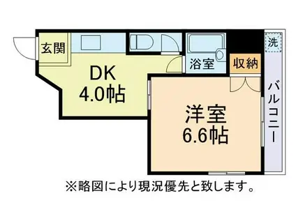クラランス白山(1DK/2階)の間取り写真