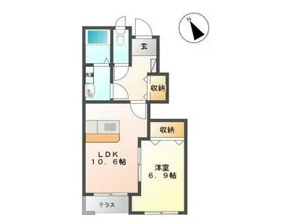 セントラルフィールド安良町(1LDK/1階)の間取り写真