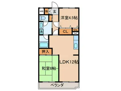 ホワイトキャッスル(2LDK/3階)の間取り写真