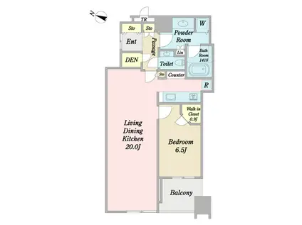 大崎ウエストシティタワーズW棟(1LDK/37階)の間取り写真