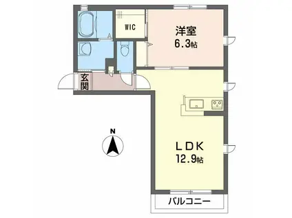 沖洲 清流荘 2(1LDK/2階)の間取り写真