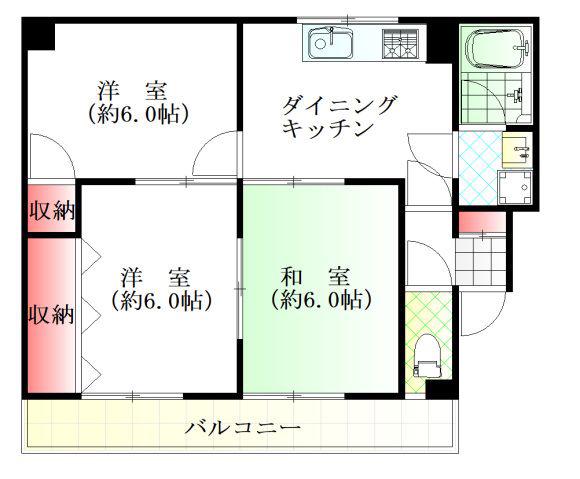 第3福田ビル(3DK/3階)の間取り写真