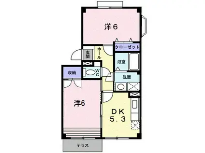 ハーモニーパーク(2DK/1階)の間取り写真